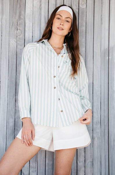 Women's Fishing Shirt in Sea Foam Stripe by Lady Captain