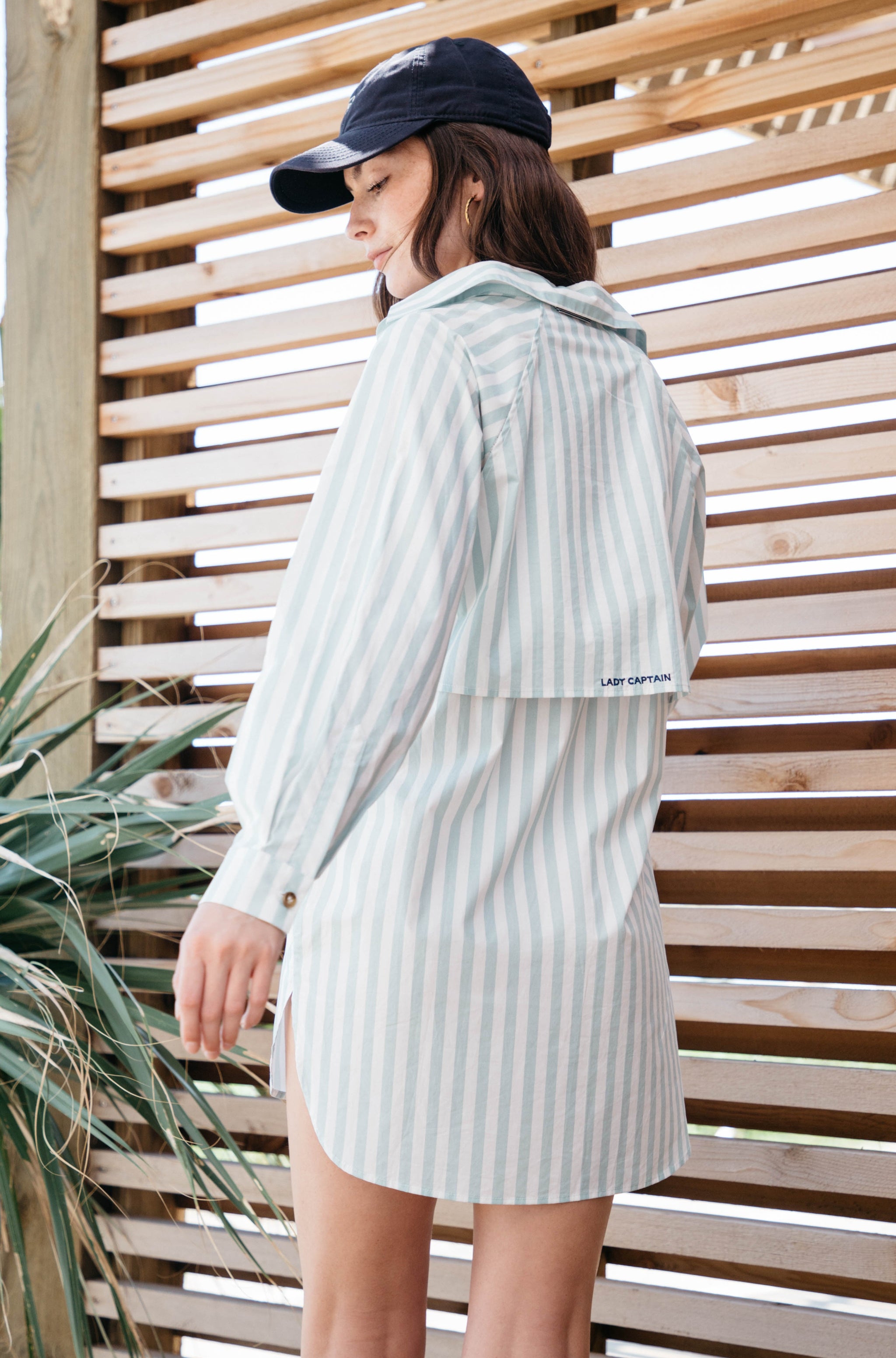 lady captain dress Women's Fishing Shirtdress Cover-up in Sea Foam Stripe by Casual/Office/Day Dresses