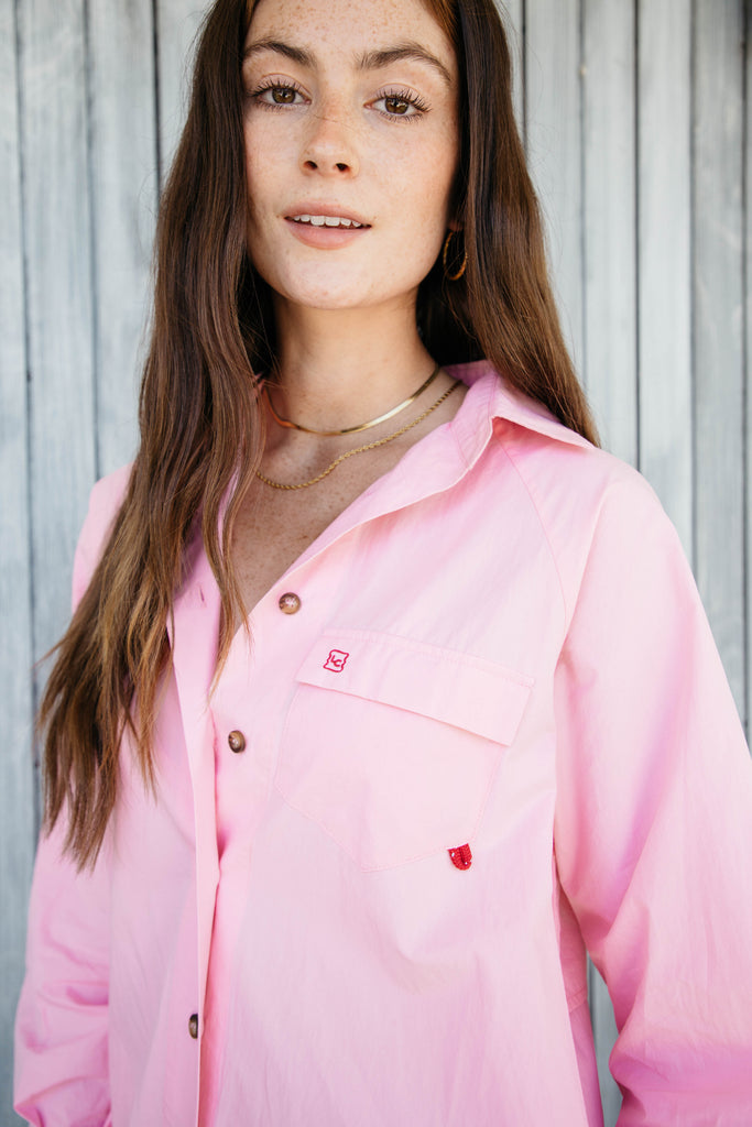 Pink Robe Captain Women's Fishing Shirtdress Cover-up in Pink by Lady Captain