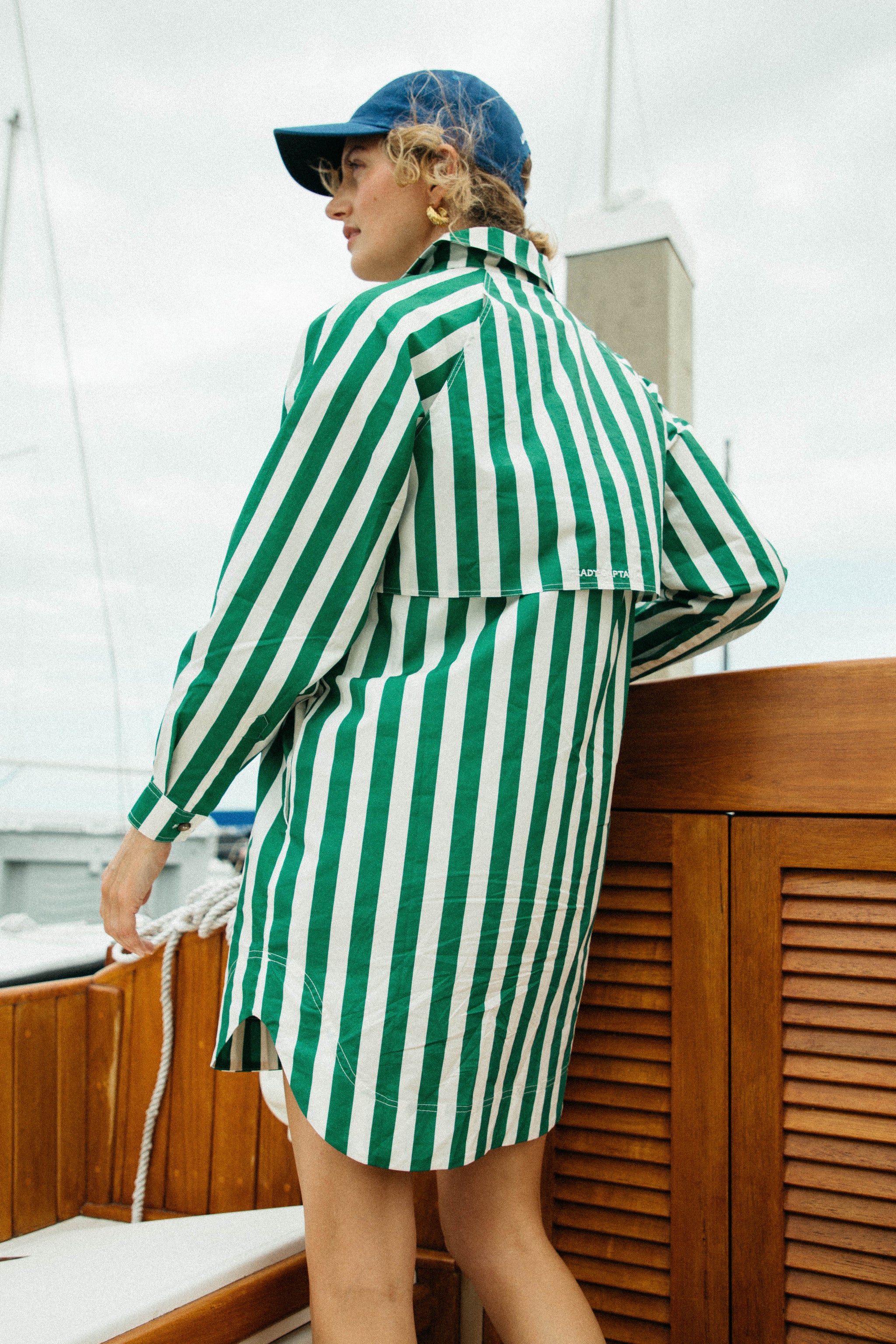 Women's Lace up Pullover Fishing Shirt Dress in Green Cabana Stripe – Lady  Captain