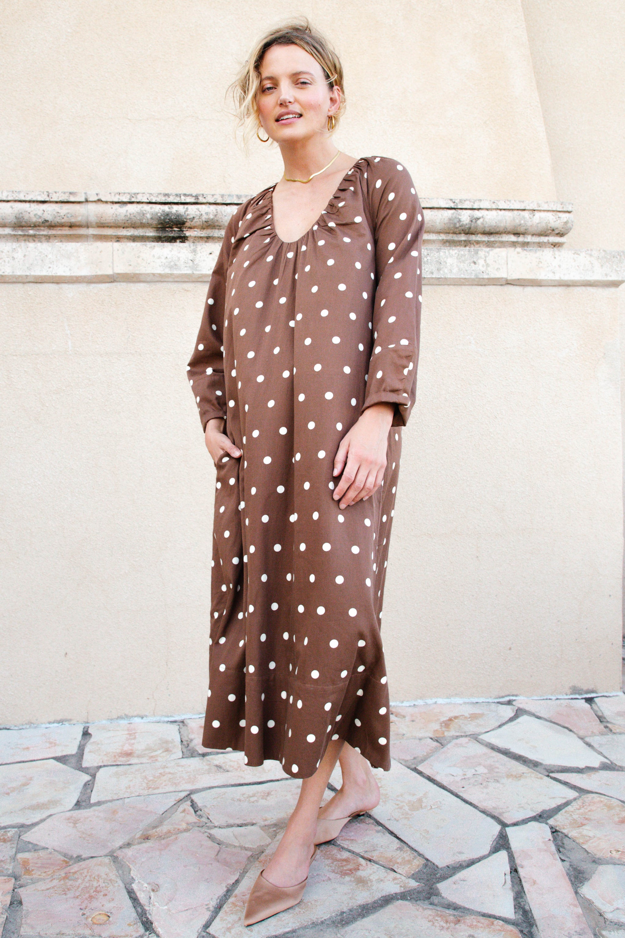 Polka Dot Maxi Dress Caftan by Lady Captain Polka Dot Maxi Dress Caftan by Lady Captain