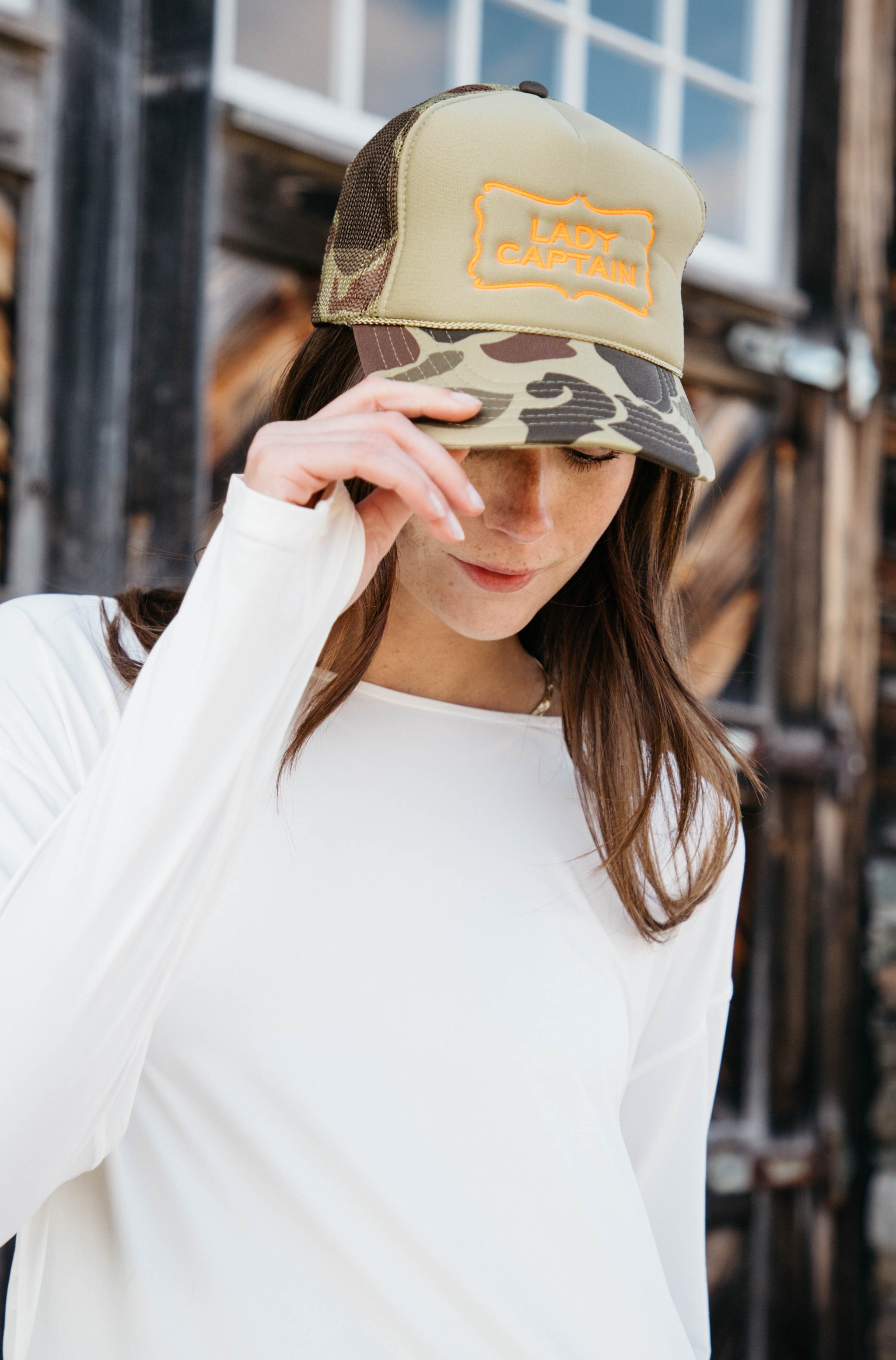 Party Captain Beige Trucker Hat brand new Lady Captain Trucker Hat main image 4