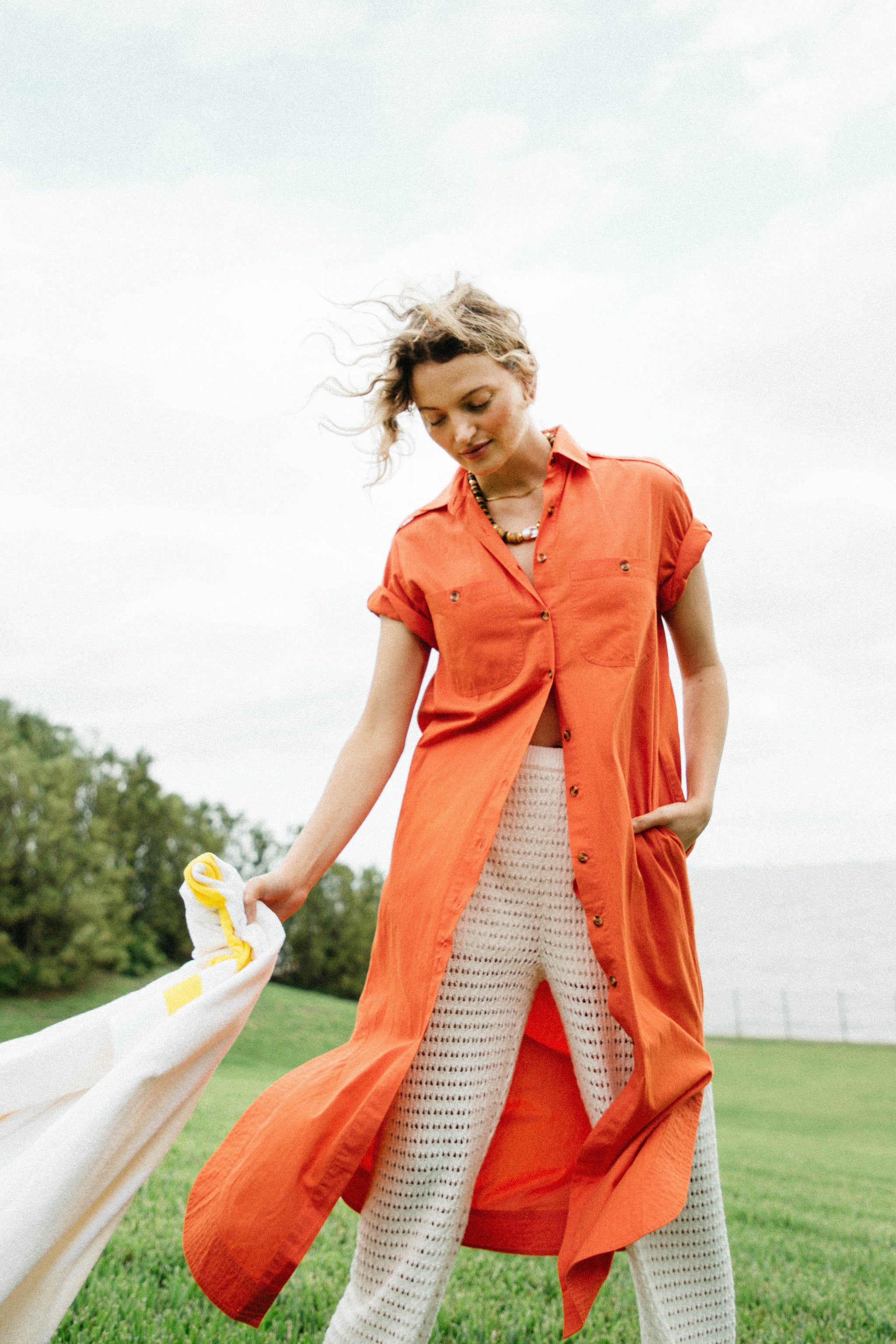 Women's Short Sleeve Red Button Down Midi Dress by Lady Captain Medium / Poppy Red Women's Short Sleeve Red Button Down Midi Dress by Lady Captain Medium / Poppy Red