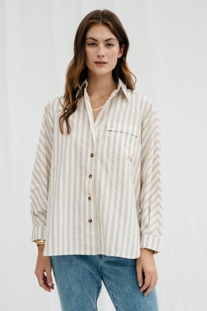 Women's Fishing Shirt in Khaki Stripe by Lady Captain