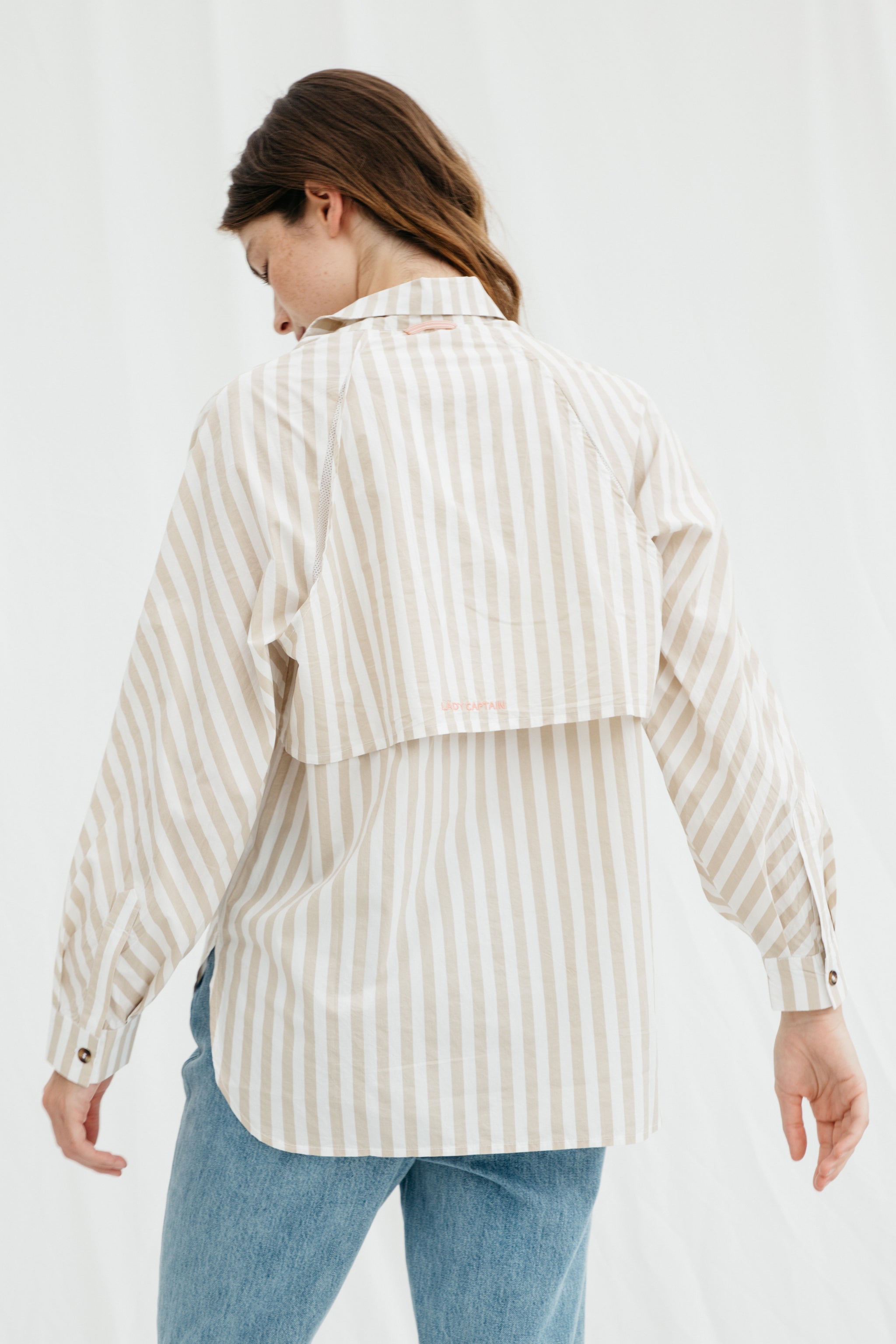 Women's Fishing Shirt in Khaki Stripe by Lady Captain