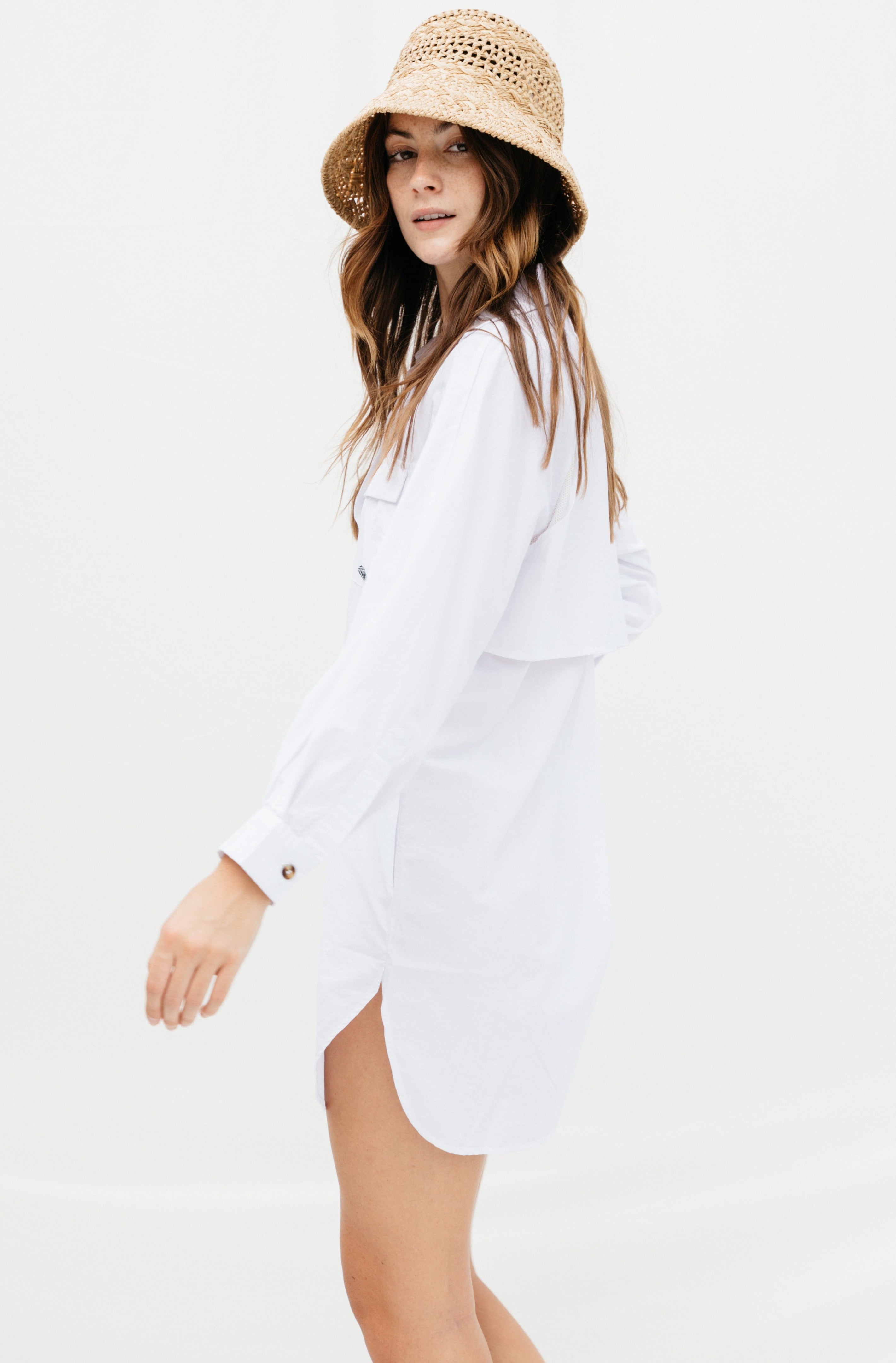 Women's Fishing Shirtdress Cover-Up in White by Lady Captain Extra Large / White